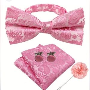 New Bow Tie  Men color fuchsia paisley, $7.00